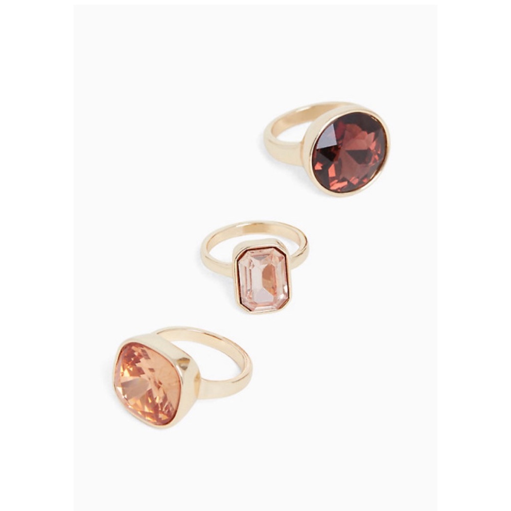 🆕 Gold-Tone Faux Stone Ring Set of 3 Torrid NWT